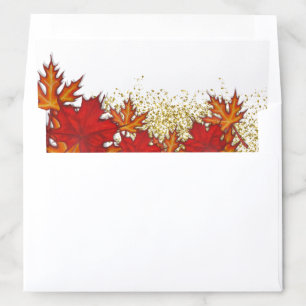 Modern Thanksgiving Fall Leaves Gold Glitter Envelope Liner