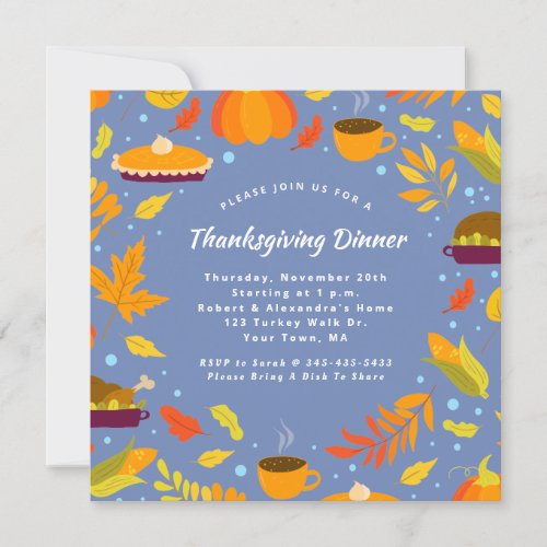 Modern Thanksgiving Feast Dinner Party Invitation