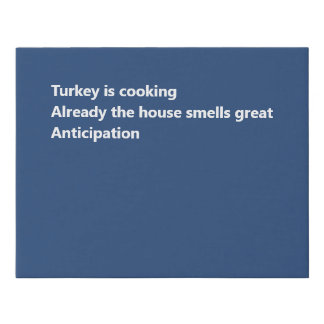 Modern Thanksgiving Haiku Poem Minimal Blue Faux Canvas Print