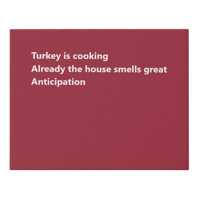 Modern Thanksgiving Haiku Poem Minimal Burgundy Faux Canvas Print (Front)