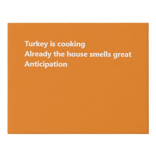 Modern Thanksgiving Haiku Poem Minimal Orange Faux Canvas Print