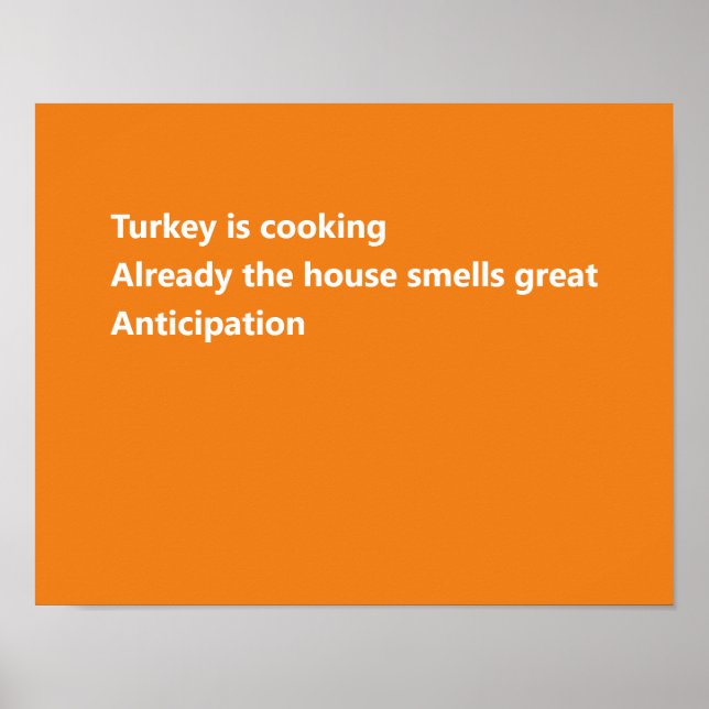 Modern Thanksgiving Haiku Poem Minimal Orange Poster (Front)