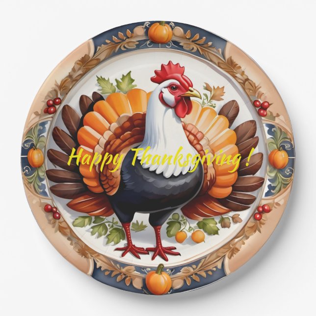 Modern Thanksgiving Pumpkin Autumn Collection Paper Plates (Front)