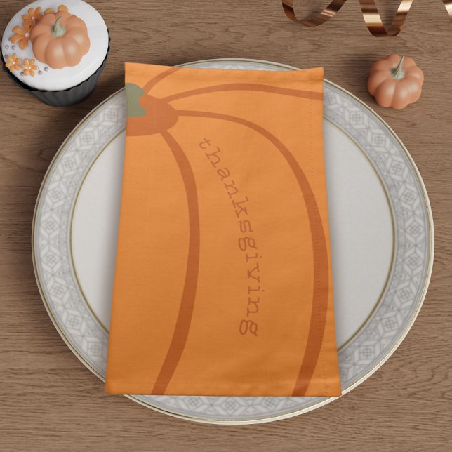 Modern Thanksgiving Pumpkin Cloth Napkin (Add a touch of modern elegance to your Thanksgiving table with these orange pumpkin cloth napkins!)