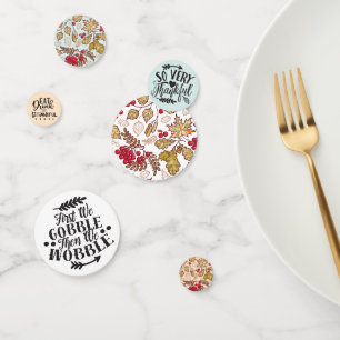 Modern Thanksgiving Quotes Fall Leaves Red Berries Confetti