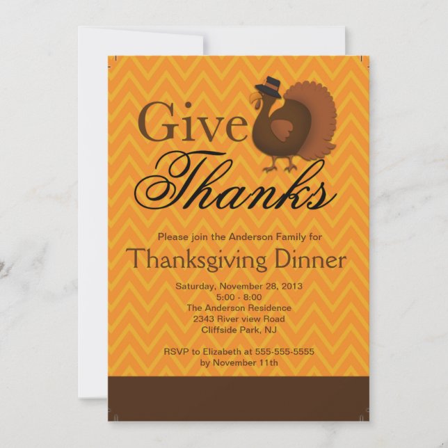 Modern Thanksgiving Turkey Dinner Party Invitation (Front)