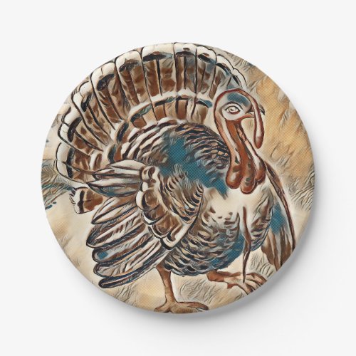 Modern Thanksgiving Turkey Paper Plate