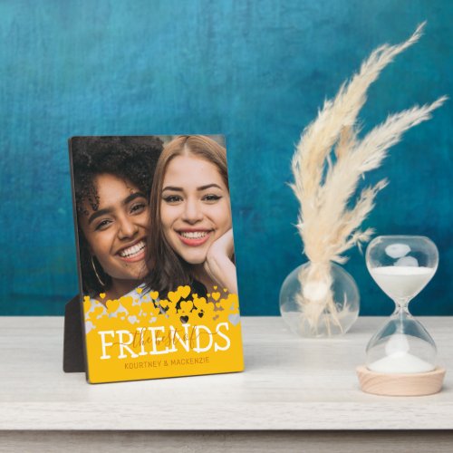 Modern The Best of Friends Photo Plaque - Modern friendship picture plaque featuring a photo of you and your bestie, a chic heart design, the saying "the best of friends", and your names.