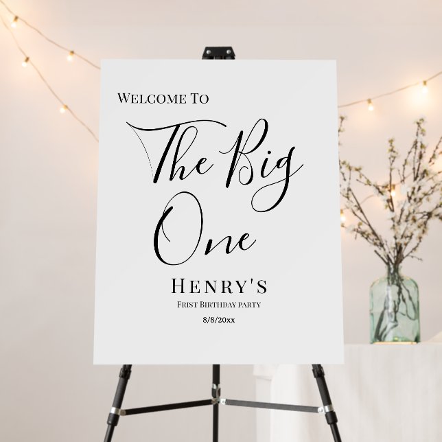 Modern The Big One First 1st Birthday Welcome Sign (In Situ (Stand))
