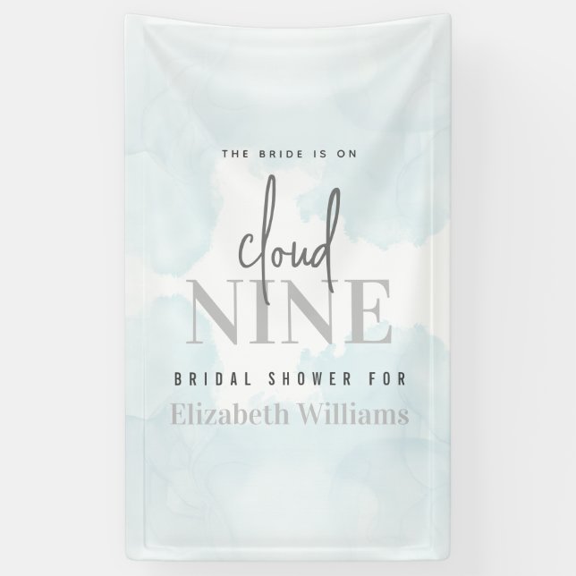 Modern The Bride is On Cloud Nine Welcome Sign (Vertical)