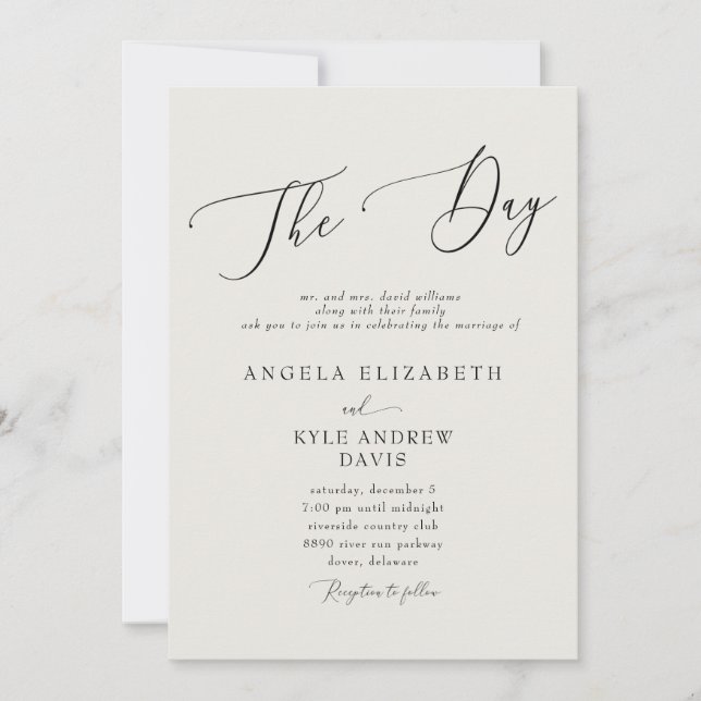 Modern The Day Beige Elegant & Modern  Wedding  Invitation (Front)