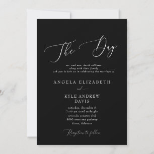 Modern The Day Black Elegant & Modern Wedding Invitation