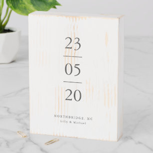 Modern The Day We Met Date Wedding Rustic Chic Wooden Box Sign