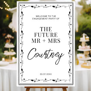 Modern The Future Mr Mrs Wedding Engagement Party Poster