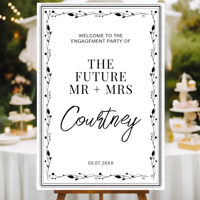 Modern The Future Mr Mrs Wedding Engagement Party Poster (Creator Uploaded)