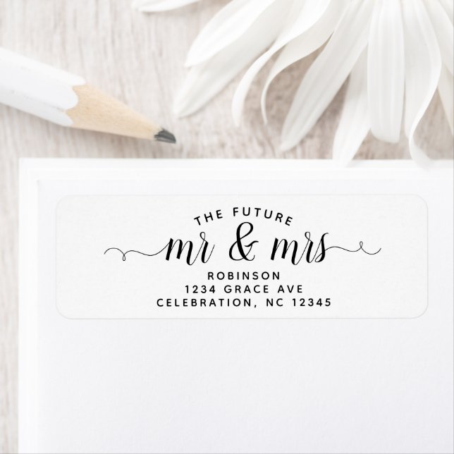 Modern The Future Mr & Mrs Wedding Return Address Label (Insitu)