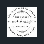 Modern The Future Mr & Mrs Wedding Return Address Rubber Stamp<br><div class="desc">Easily personalize these custom Modern The Future Mr & Mrs Wedding Return Address rubber stamps with your own names and address. To customize these rubber stamps, click on "Personalize this template" and change the text in the boxes provided. Available with different ink pad colors (not included) in square sizes 1...</div>