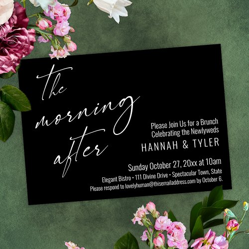 Modern The Morning After Wedding Brunch Black Invitation