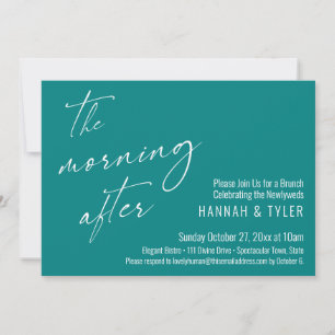 Modern The Morning After Wedding Brunch Teal Invitation