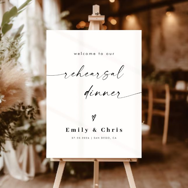 Modern The Night Before Rehearsal Dinner Welcome  Foam Board (Creator Uploaded)