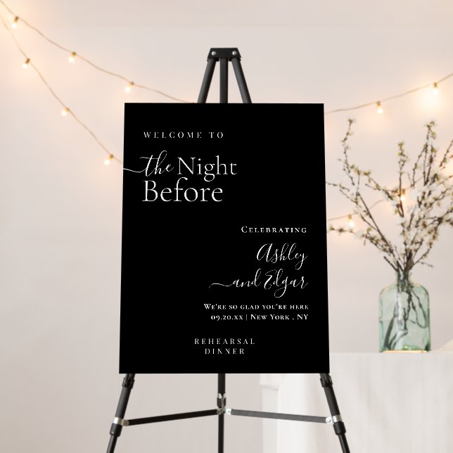 Modern The Night Before Rehearsal Dinner Welcome Foam Board (In Situ (Stand))