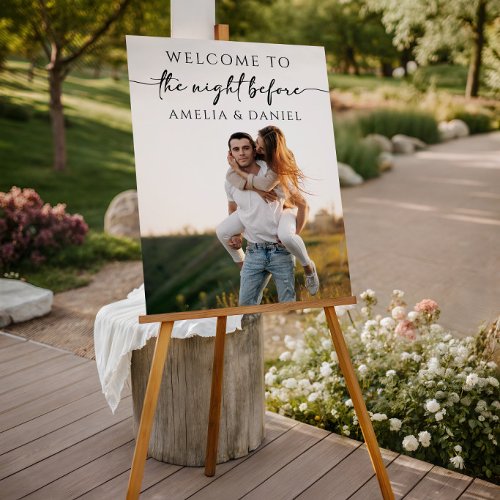 Modern The Night Before Script Welcome Sign Photo