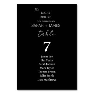 Modern the Night Before Wedding Seating Chart Table Number