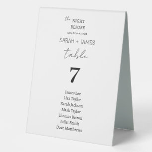Modern the Night Before Wedding Seating Chart Table Tent