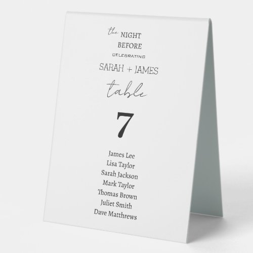 Modern the Night Before Wedding Seating Chart Table Tent Sign