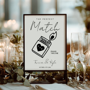 Modern The Perfect Match Minimal Wedding Favor Poster