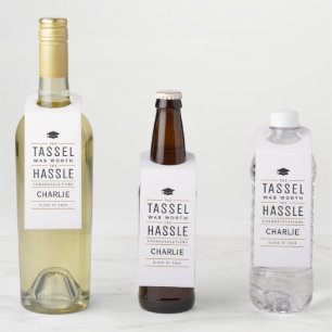 Modern the tassel was worth the hassle Graduation Bottle Hanger Tag