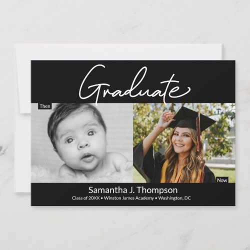 Modern Then and Now Photos Graduation Party Announcement