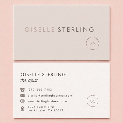 Modern Therapist Blush Pink Minimalist Luxury  Business Card