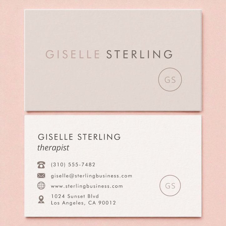Modern Therapist Blush Pink Minimalist Luxury Business Card