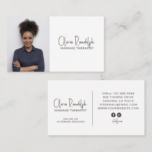 Modern Therapist Photo Social Media Business Card