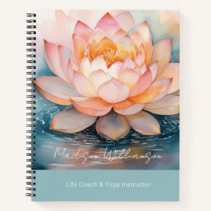 Modern Therapist Spa Yoga Zen Pink Lotus Flower QR Notebook