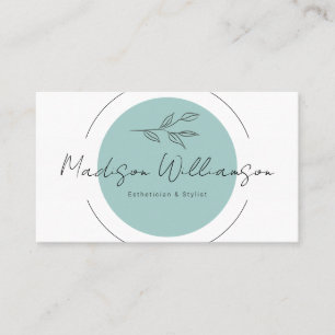 Modern Therapist Stylist Spa Botanical Appointment Card