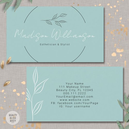 Modern Therapist Stylist Spa Minimalist Botanical  Business Card