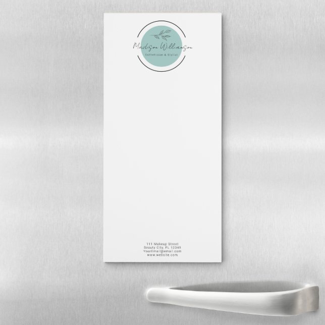 Modern Therapist Stylist Spa Minimalist Botanical  Magnetic Notepad (In Situ)