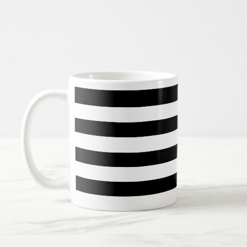 Modern Thick Black  White Horizontal Stripes Coffee Mug