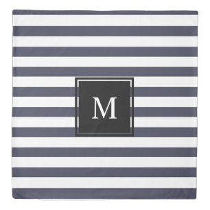 Modern Thick White Stripes - Personalized Duvet Cover