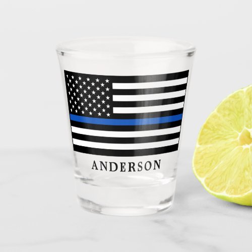 Modern Thin Blue Line Personalized Police Officer  Shot Glass