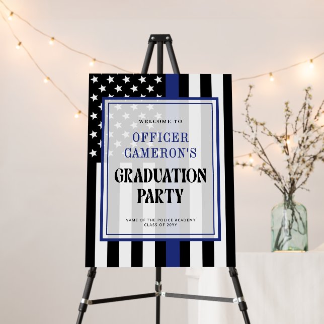 Modern Thin Blue Line Police Academy Graduation Foam Board (In Situ (Stand))