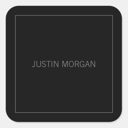 Modern Thin Frame  Your Name  Dark Grey  Grey Square Sticker