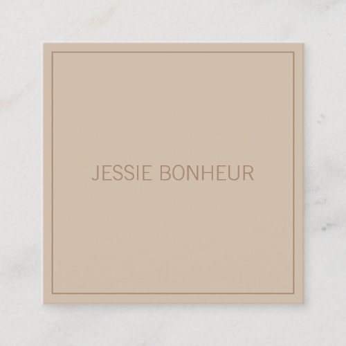 Modern Thin Frame  Your Name  Taupe Square Business Card