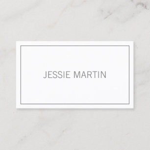 Modern Thin Frame & Your Name   White & Grey Business Card