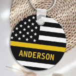 Modern Thin Gold Line Personalized 911 Dispatcher Keychain<br><div class="desc">Thin Gold Line Keychain for 911 dispatchers and police dispatchers. Personalize this dispatcher keychain with name. This personalized dispatcher gift is perfect for police dispatcher appreciation, 911 dispatcher thank you gifts, and dispatcher retirement gifts or party favors. Order these dispatchers gifts bulk for the police department or fire station. COPYRIGHT...</div>