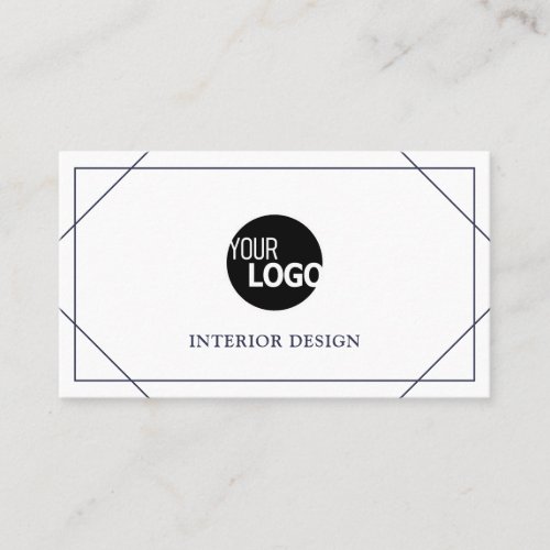 Modern Thin Lines Border Frame Logo Template Blue Business Card