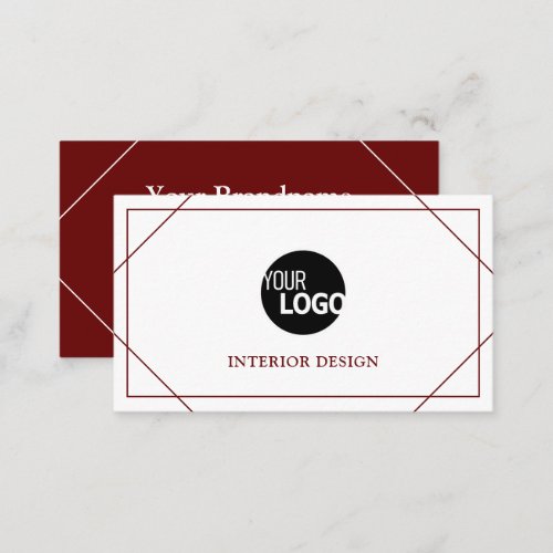 Modern Thin Lines Border Frame Logo Template Red Business Card