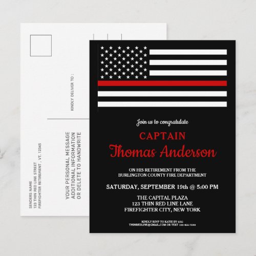 Modern Thin Red Line Firefighter Retirement Party